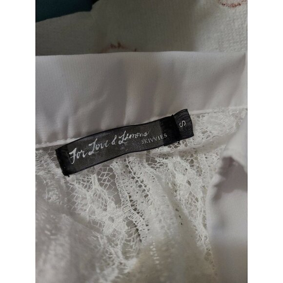 NWOT For Love & Lemons Skivvies Sheer Lace Blouse Womens S White LS Top - Picture 5 of 6